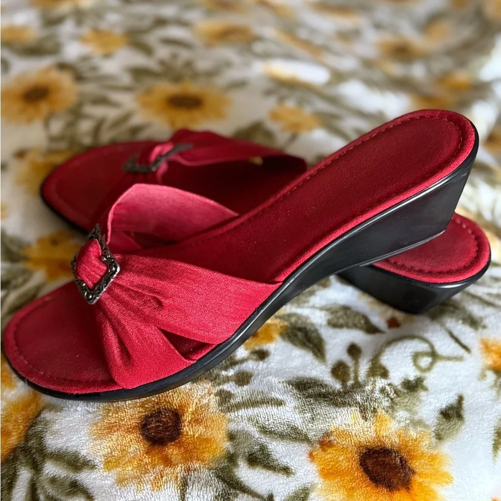 Kim Rogers Red “Joyce” Slide wedge.